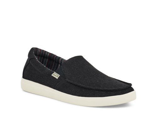 Sanuk Mens Sideline 2 Hemp Slip-on Black Sneakers | TWAVQS812